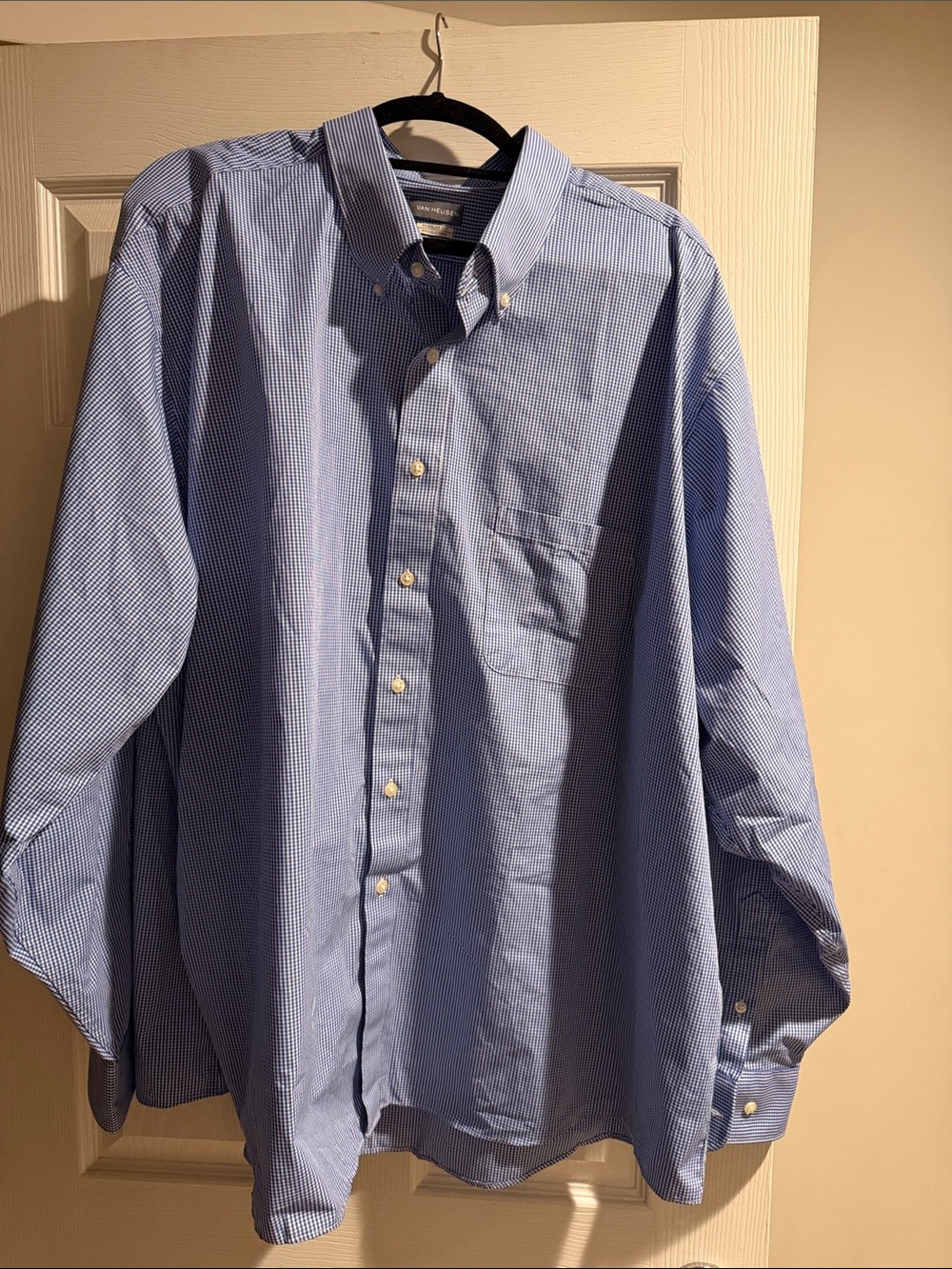 Van Heusen Light Blue Micro-Check Button-Down Dress Shirt BNWOT